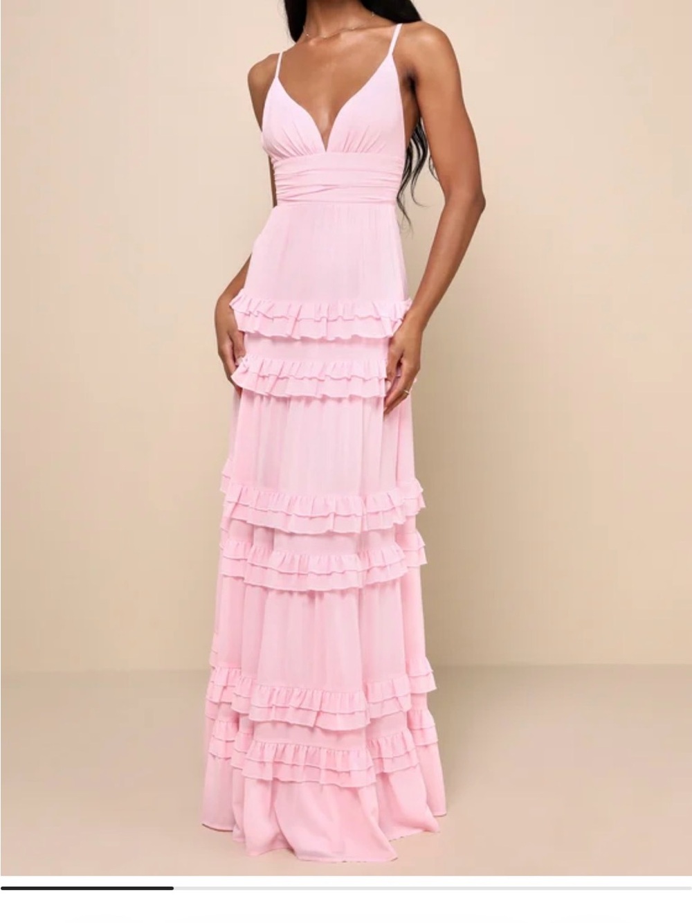 Lulu's Blush Pink Ruffle-Tiered Maxi Dress